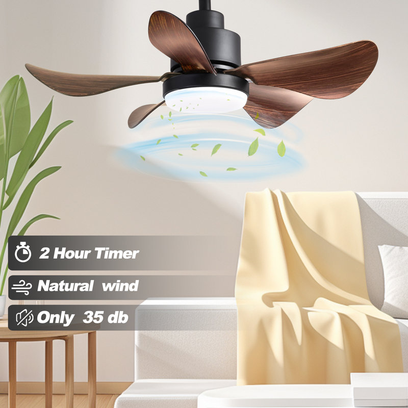 28 lnch Ceiling Fans with Lights and Remote/APP Control, Brown