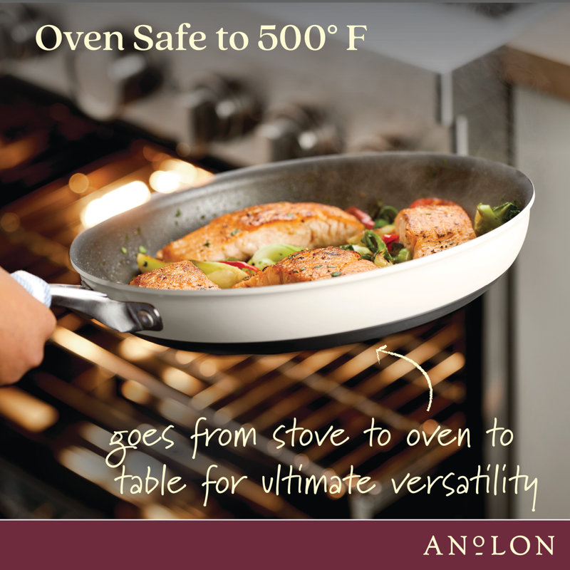Anolon Achieve Hard Anodized Nonstick Frying Pan / Skillet, Cream, 12"