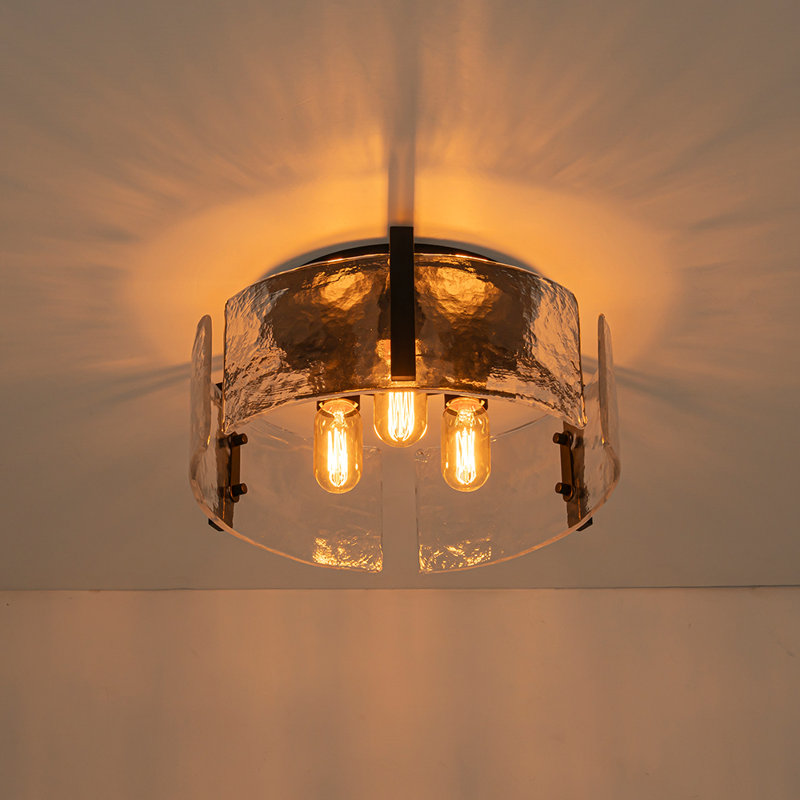 Plafonnier semi-encastré 3 lumières, Noir mat