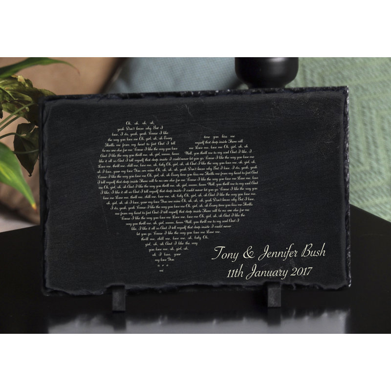 Plaque décorative coeur paroles chansons, Oui, H 8 po x l 12 po x P 0,5 po