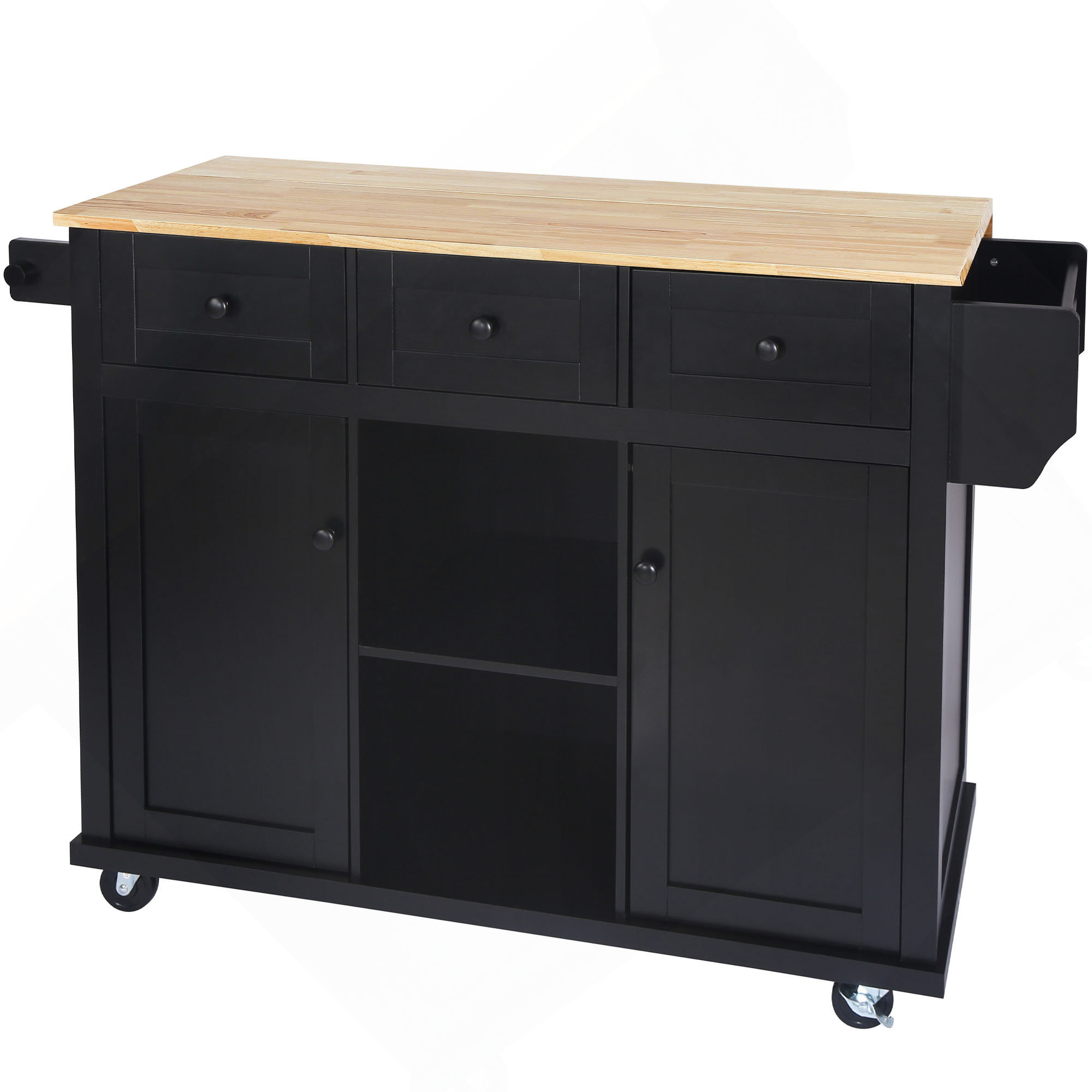 Ophelia & Co. Kitchen Cart With Rubber Wood Drop-Leaf Countertop ...