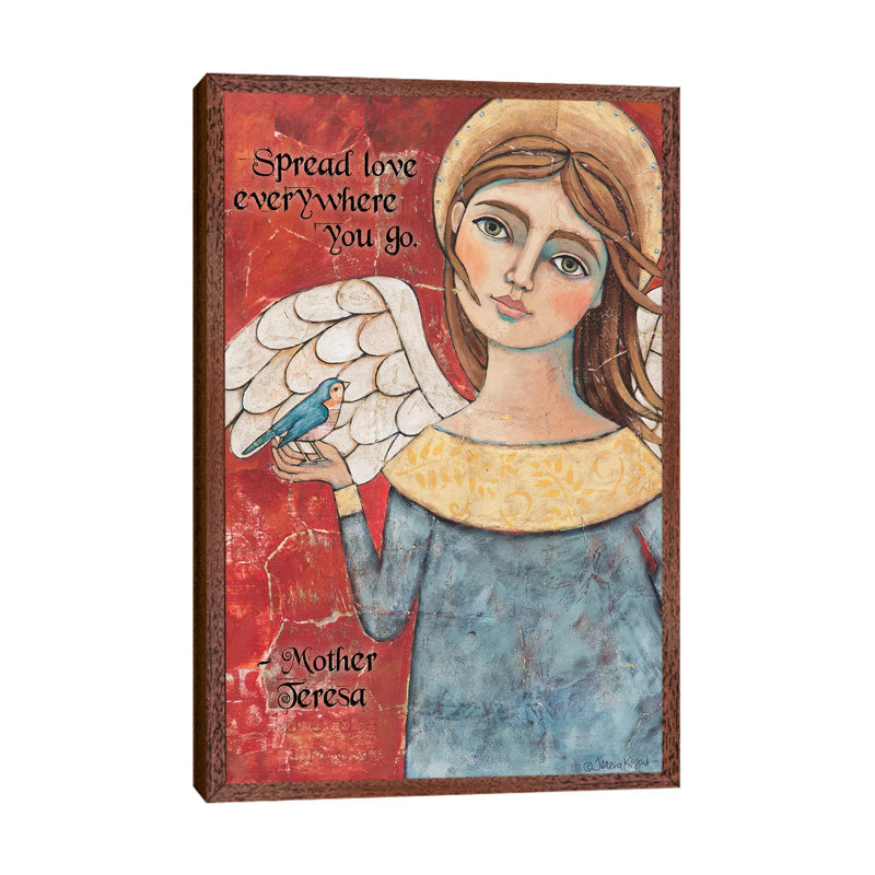 Spread Love 1 Piece Painting on Canvas, 66.04 cm H x 45.72 cm W, Classic Brown Wood Framed