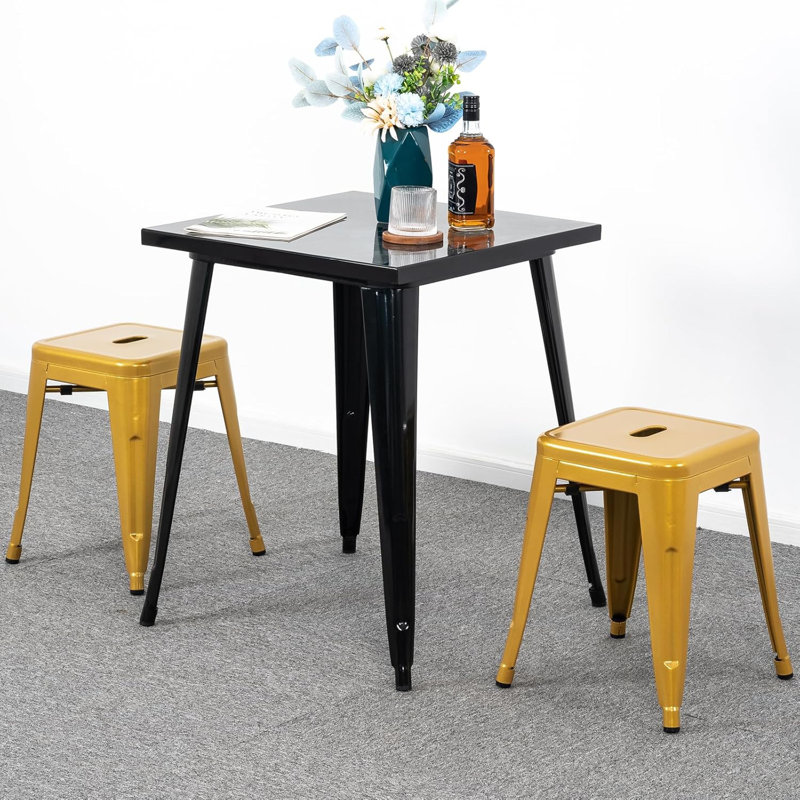 Counter Stool Set Of 2,18" Industrial Stackable Metal Bar Stools, Backless Metal Dining Chairs For Indoor Outdoor Kitchen Classroom