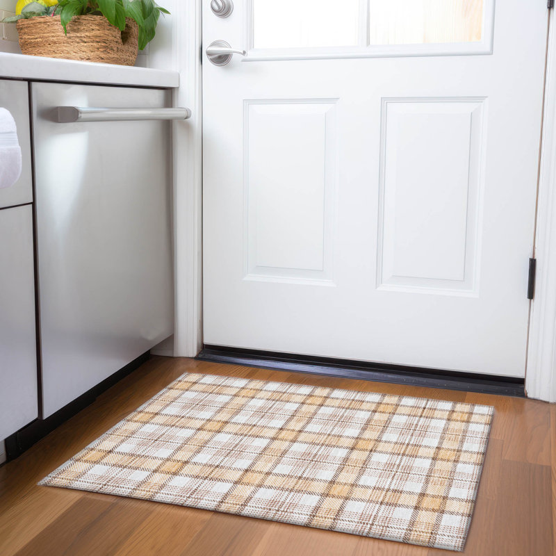 Premium Machine Washable Corum AMF1052 Plaid Rug, Rectangle 1 pi 8 po x 2 pi 6 po
