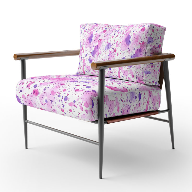 Modern Upholstered Chair - pink and purple Dew Pink Arm Chair, Round Arms