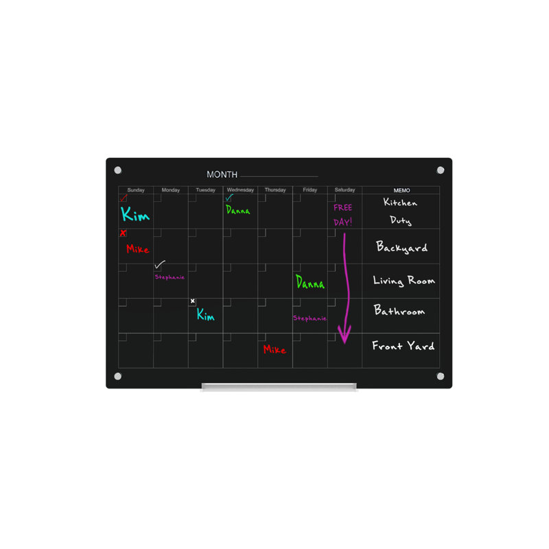 Audio-Visual Direct Yes Glass Glass Board, 24" H x 36" L, Black