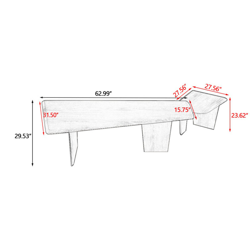 Bureau en bois massif Burlywood Free Form, H 29,53 po x l 62,99 po x P 31,5 po