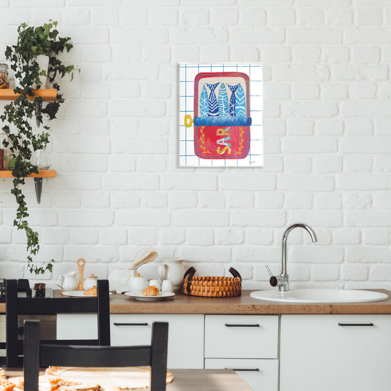 Plaque murale en étain rouge sardines, par Courtney Prahl