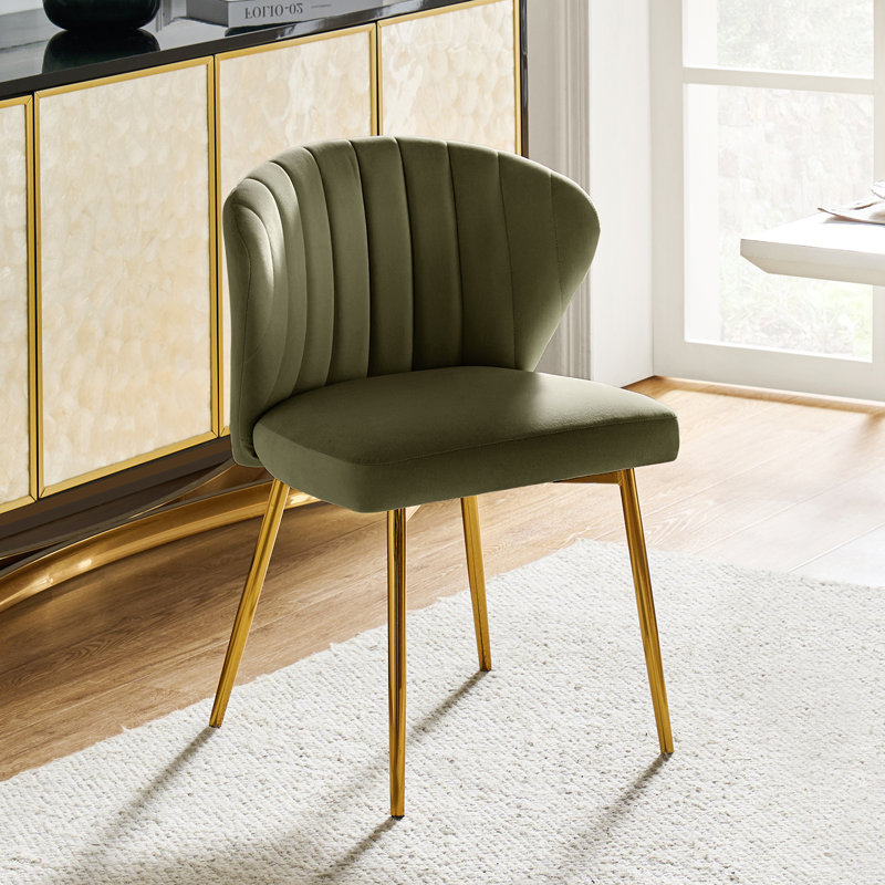 Euclid 29"H Modern Velvet Accent Chair with Tufted Back, Moss Velvet