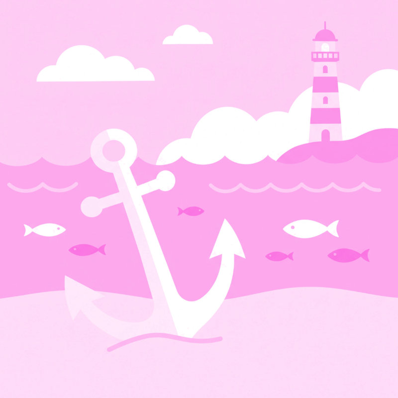Couvertures de poisson Anchor Lighthouse, L 50 po x H 60 po, Light Pink White