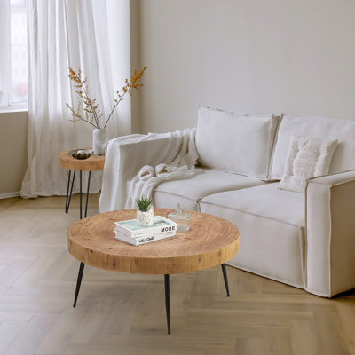 Chakyra 2 - Piece Coffee Living Room Table Set with Wooden Growth Ring Tabletop by Millwood Pines
