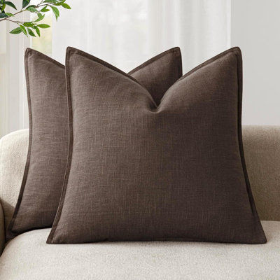 18 x 18 Inch Linen Solid Decorative Throw Pillow Covers