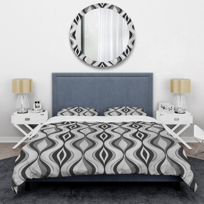Grey Modern Ogee Charm - Modern Duvet Cover Set