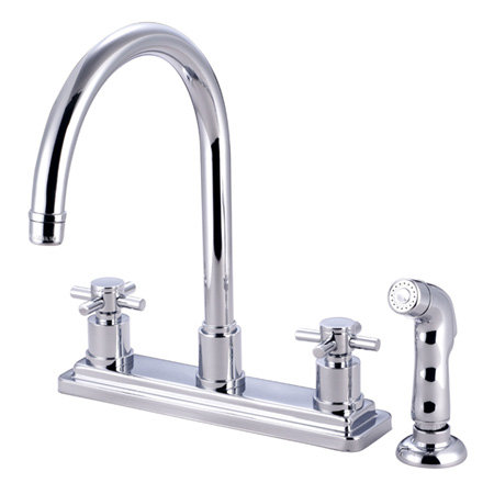 Robinet de cuisine à poignée double avec jet latéral South Beach, Chrome poli
