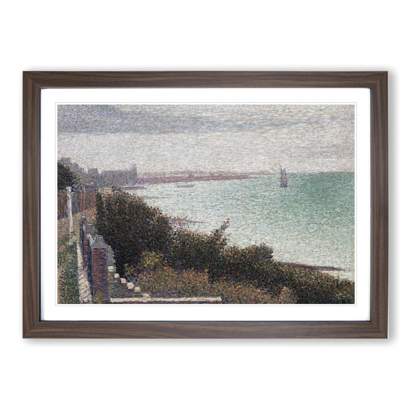Coast Scene by Georges Seurat - Picture Frame Painting, 27cm H x 36cm W x 2cm D, Walnut Framed