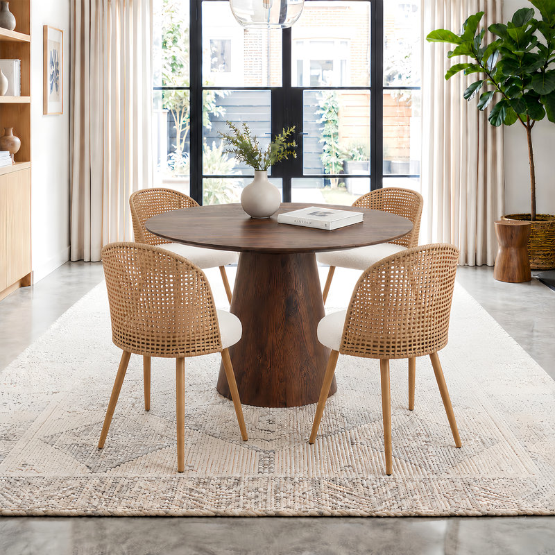 Ensemble de table de salle à manger 45,2 po brun noyer moderne avec chaises rembourrées