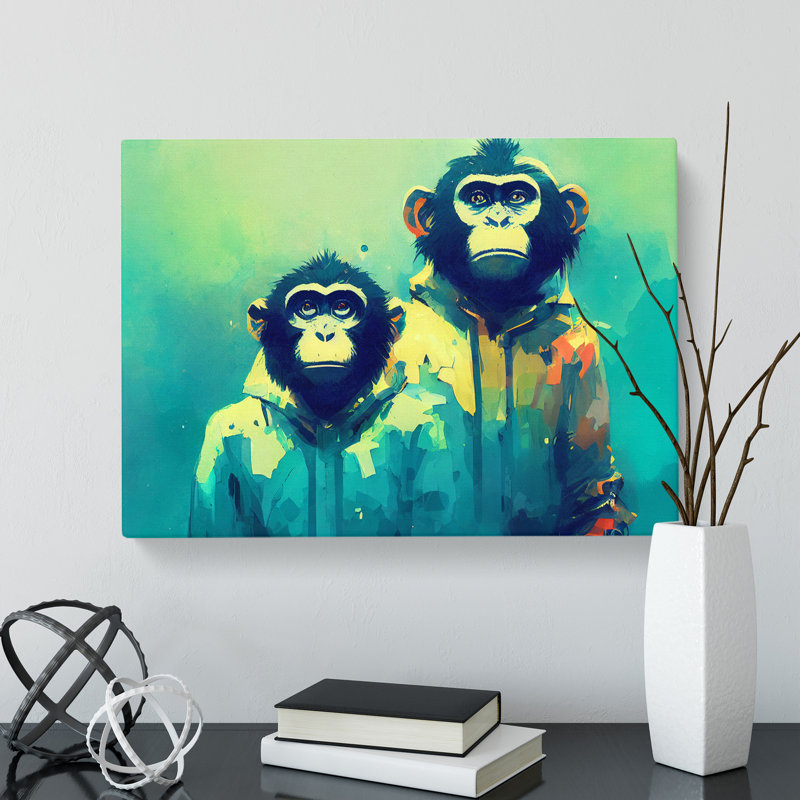 Two Cool Monkeys Abstract - Wrapped Canvas, 35cm H x 50cm W x 3cm D