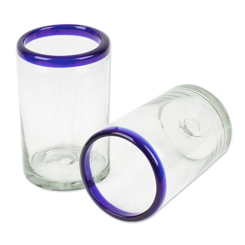Gobelets en verre recyclé soufflé à la main Ebern Designs Classical Cobalt Classics (la paire)
