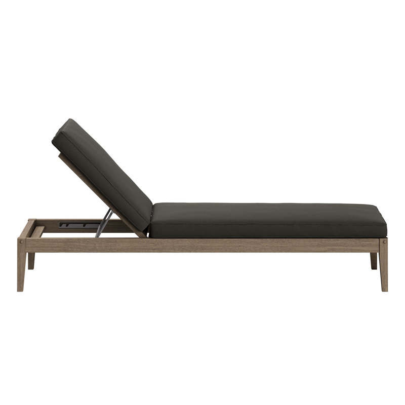 Ensemble de meubles d'extérieur en bois de teck 3 pièces avec chaises longues et table d'appoint Northlake, Gris