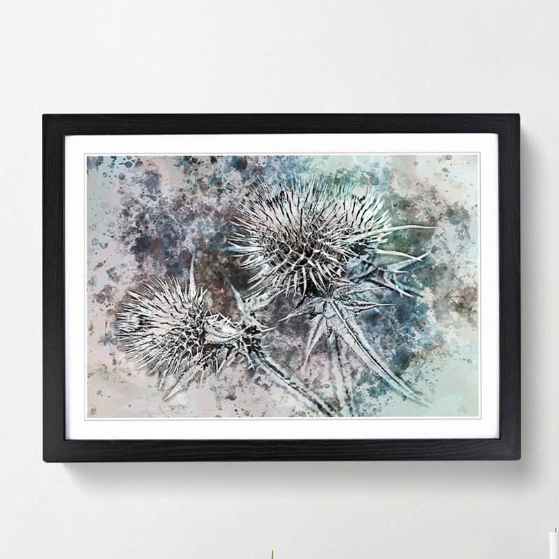 Thistle Flower in Abstract - Framed Print, Black, 35cm H x 50cm W x 2cm D
