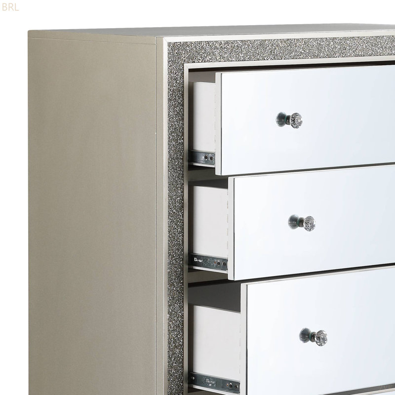 Commode à finition miroir et champagne Sliverfluff