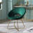 Green Silky Velvet Upholstered Accent Chair with Gold Tone Finished Base-468179662