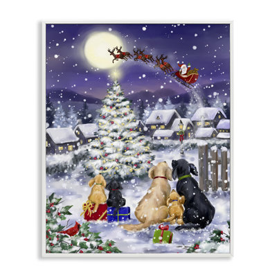 Dogs Watching Sleigh Framed Giclee Art by Jean Francois