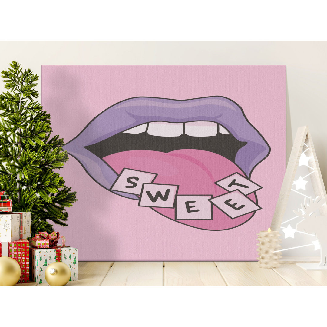 Sweet Lips Canvas Wall Art, Gallery Wrapped, Modern Pop Art, Ready to Hang, Archival Quality, Statement Piece, Home Decor, Mouth Canvas