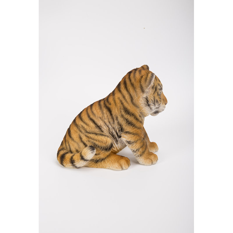 Adorable Realistic Sitting Tiger Cub Garden Statue