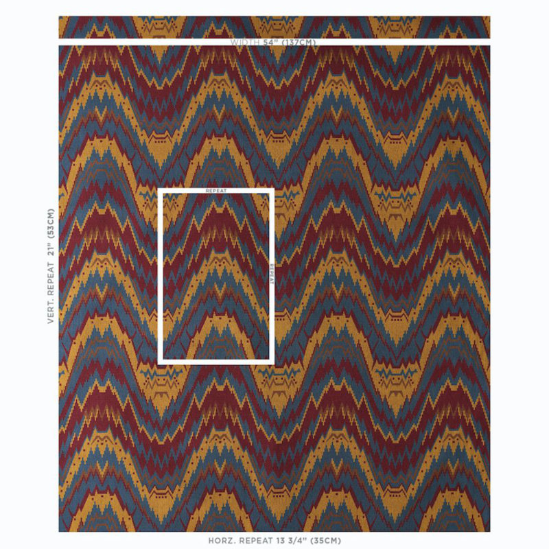 Tauride Épinglé Fabric, Blue/ Medium Blue/ Yellow
