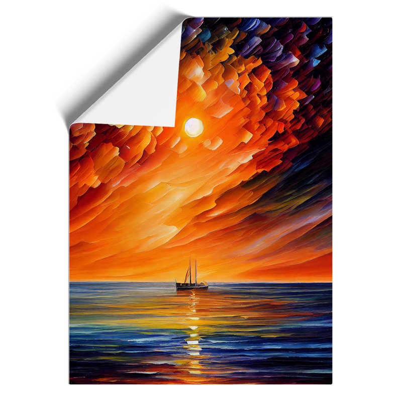 Boats Under the Sunset No.2 - Wall Art, Paper, 42cm H x 29.7cm W, No Matte