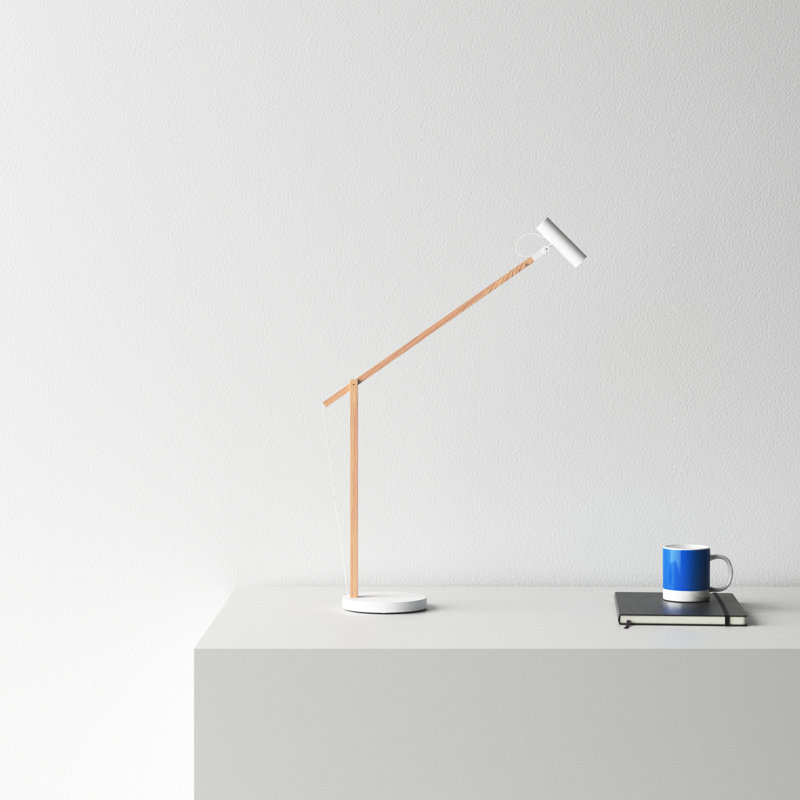 Dalila Adjustable Desk Lamp, Natural Ash Wood/White