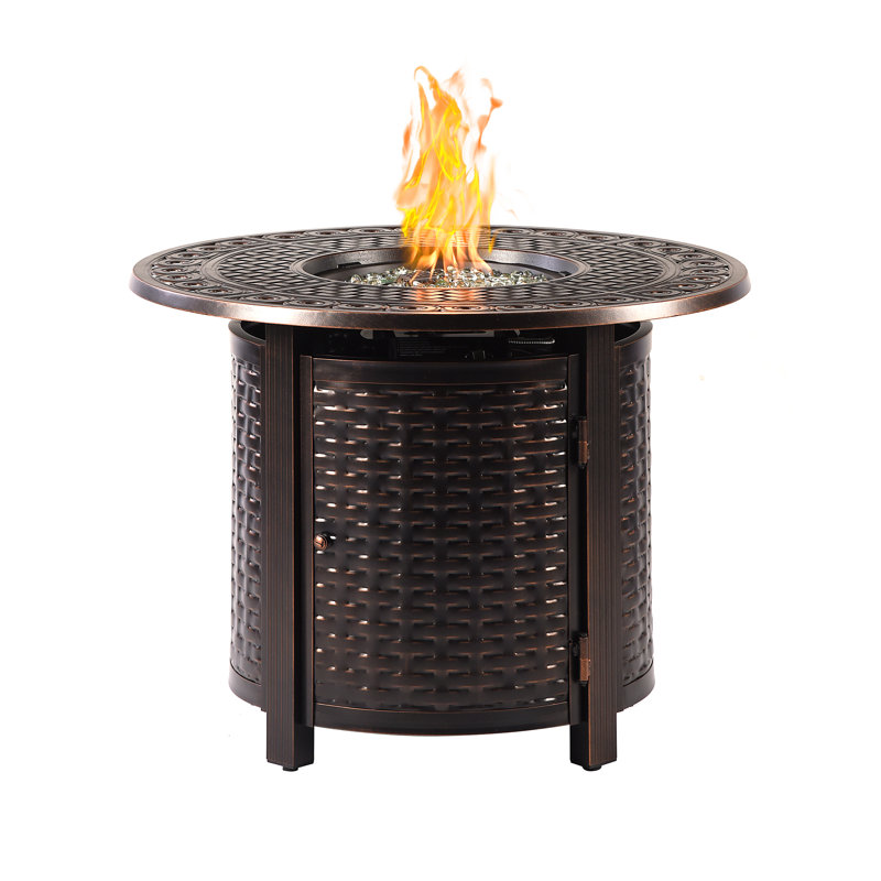 Eastpointe Round Aluminum Propane Smokeless Fire Pit Table with Hidden Fuel Tank, Antique Copper