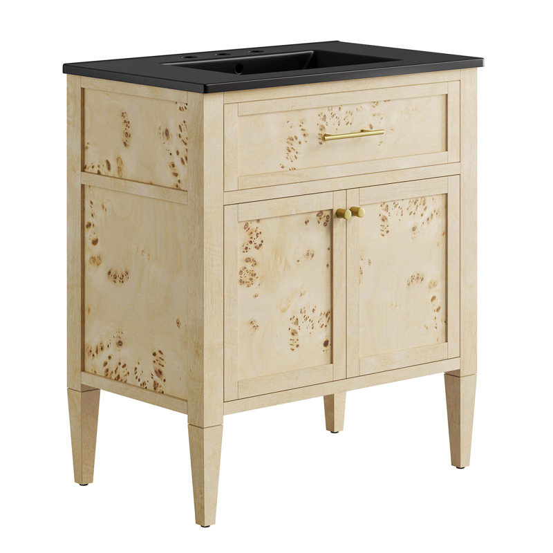 Meuble-lavabo sur pied simple 30 po avec plateau en bois manufacturé Modway Elysian, Noir, Burl