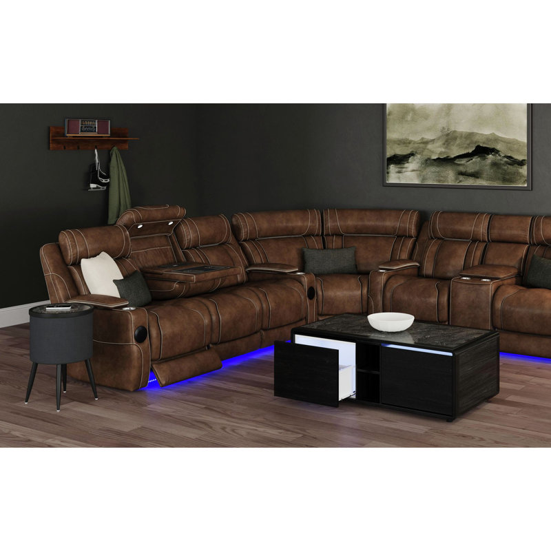 Nebula Round Smart End Table in Black