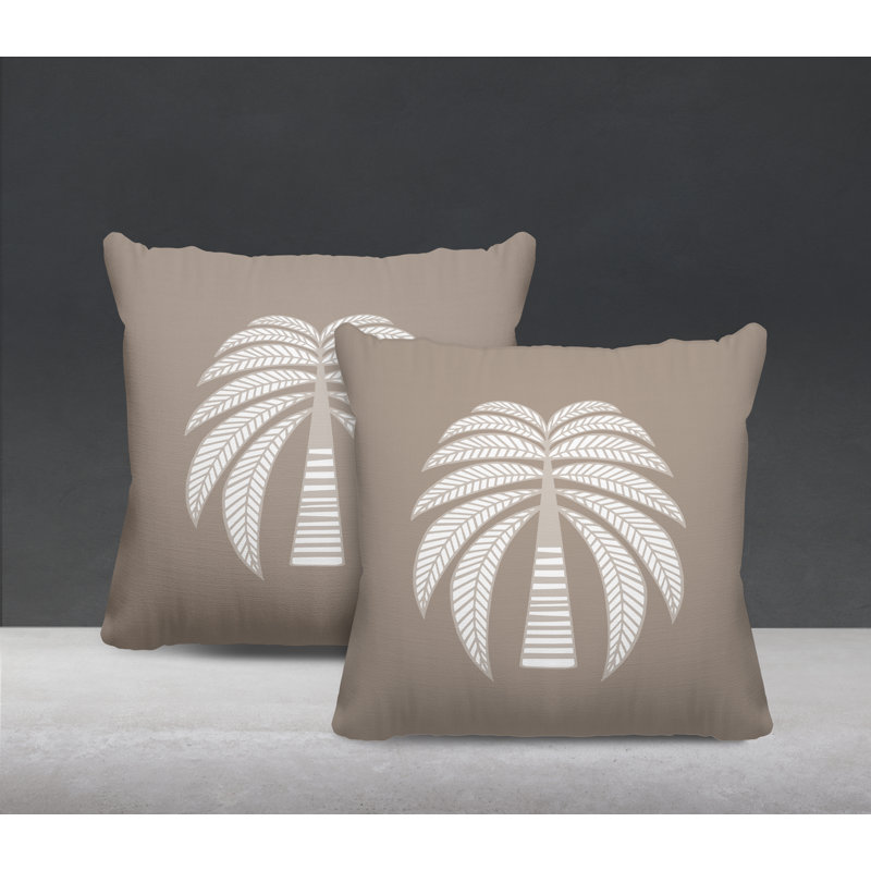 Housse et insert de coussin décoratif intérieur / extérieur en mélange de polyester, Beige, L 17 po x H 17 po