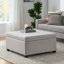 Repose-pieds rond à rangement avec plateau amovible, multifonctionnel comme table de bout et repose-pieds, gris clair, diamètre de 25,5 pouces