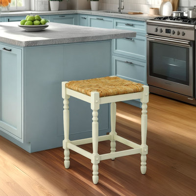 Chiem Wicker Counter Stool with Solid Wood Frame