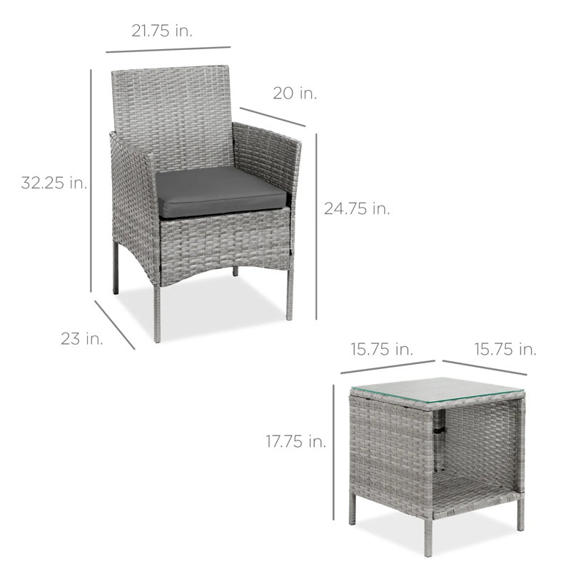 Patio Bistro Set, Gray, Gray
