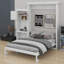 Structure de lit escamotable moderne avec décoration à persiennes et tablettes de rangement intégrées-129700482