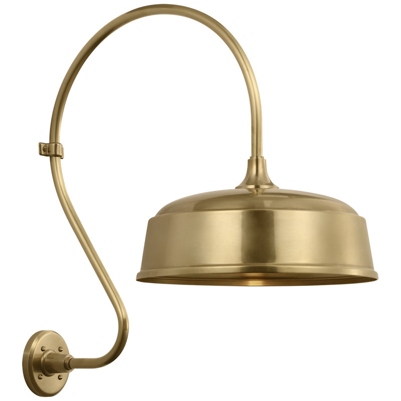 Thomas O'Brien, "Academy 18" Larrabee Barn Light in Hand-Rubbed Antique Brass with 12.5" Rockhouse Shade