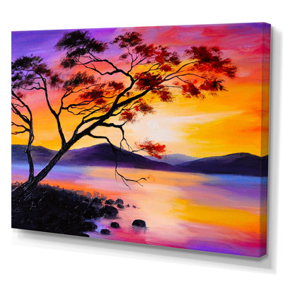 «Colorful Sunset On The Lake», reproduction d'art sur toile