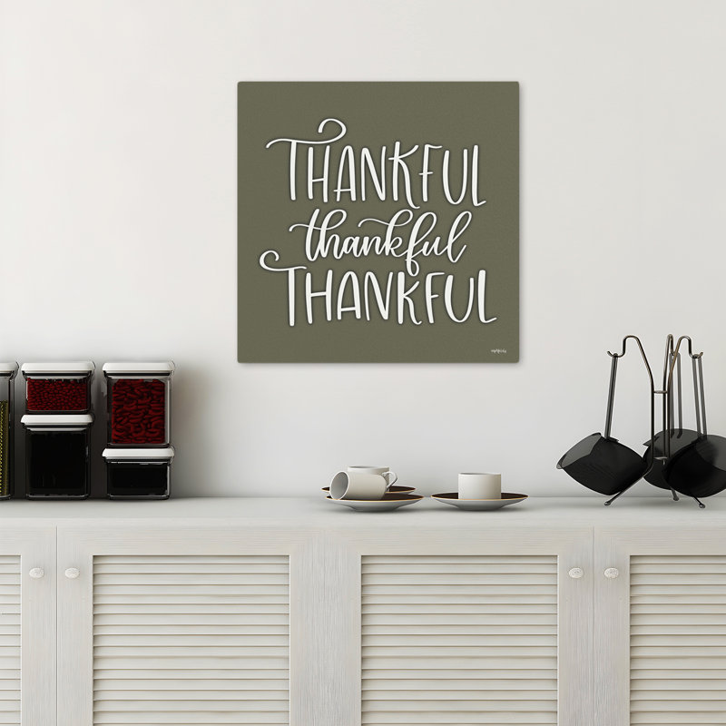 Thankful Modern Farmhouse Typography Modern Farmhouse Art, 18" H x 18" W
