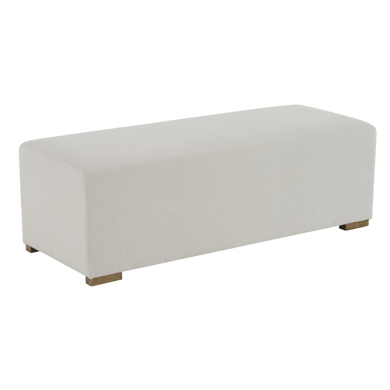 Long long rectangle blanc, conception nordique classique, sièges confortables pour plusieurs personnes, repose-pieds simple à base de bois stable, couleur à faible saturation, revêtement doux Golden Ratio