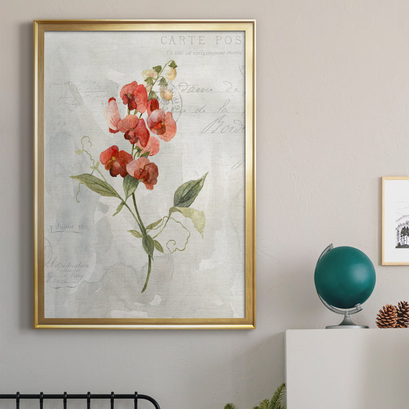 Lin Sweet Pea - peinture sur toile encadrée, Or, H 26,5 po x l 36,5 po x P 1,5 po