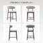 Ensemble de 4 tabourets de bar modernes rembourrés avec dossier et pieds en bois, gris clair