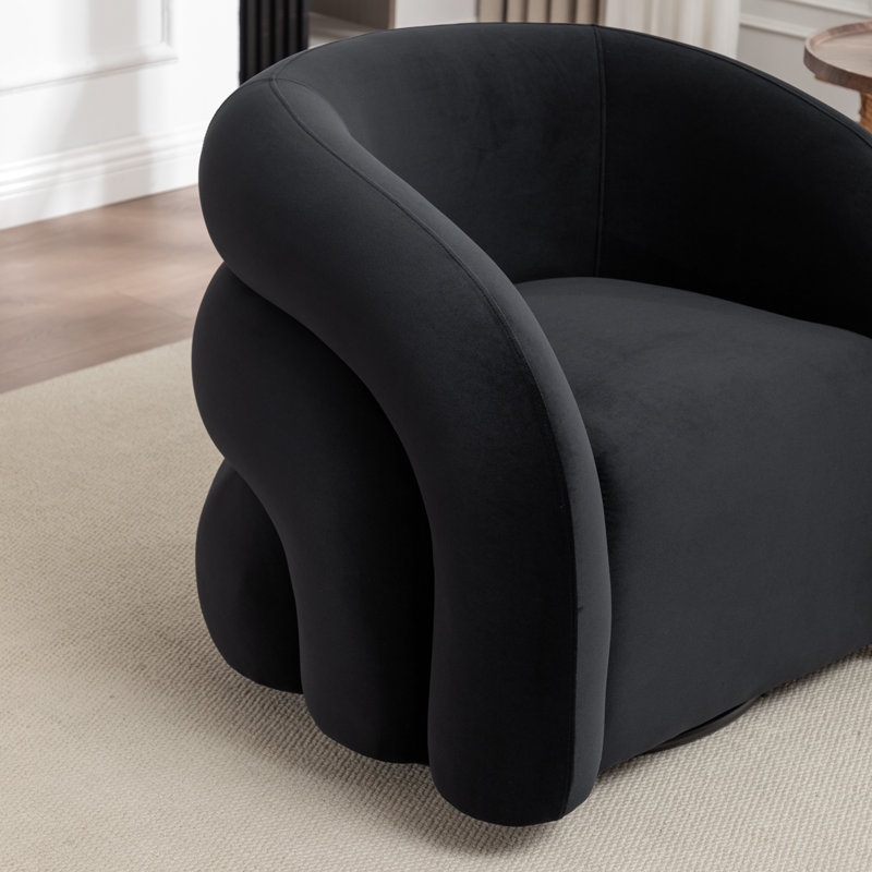 Fauteuil demi-tonneau rembourré et pivotant, Noir
