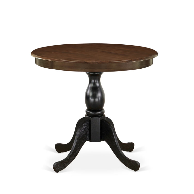 Table de salle à manger Antique Mid-Century, Noir, Naturel, H 30 po x l 36 po x P 36 po