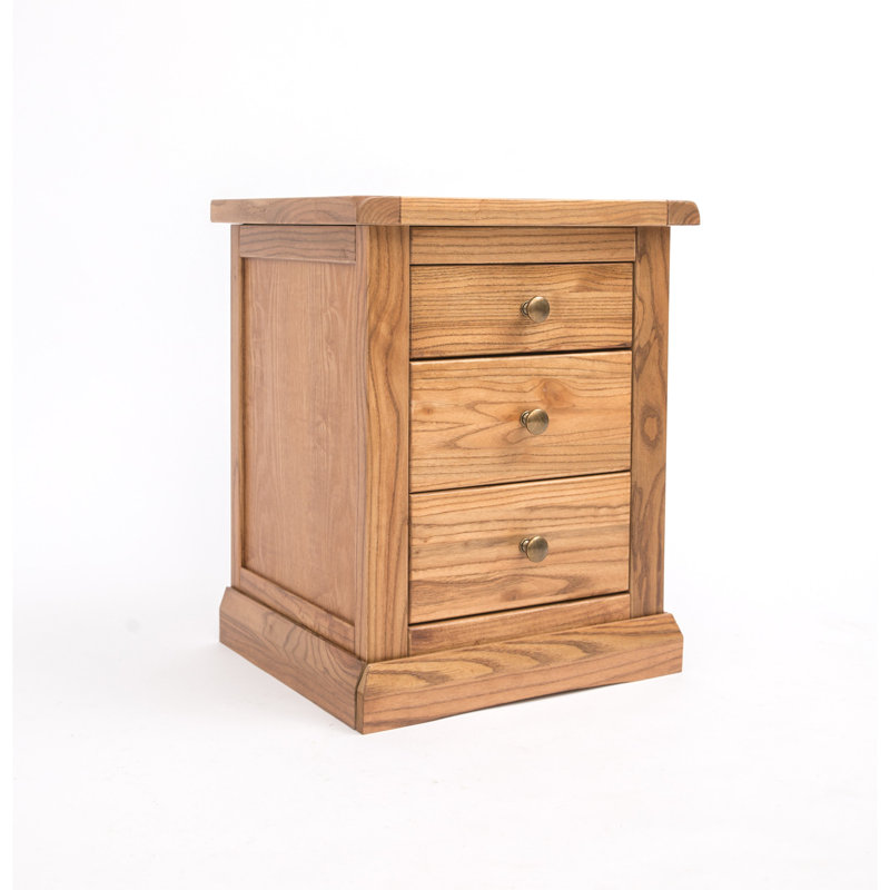 Milian 45 cm W Bedside Table, Brown/Chrome