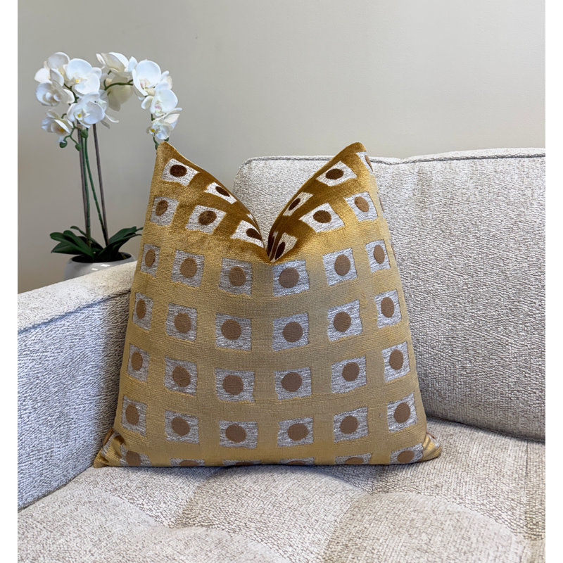 Housse de coussin en velours Domino, H 20 po x l 20 po, Géométrique or